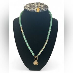 Elegant Green and Gold Beaded Necklace